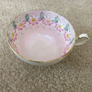 Floral Pink Teacup with Gold Trim